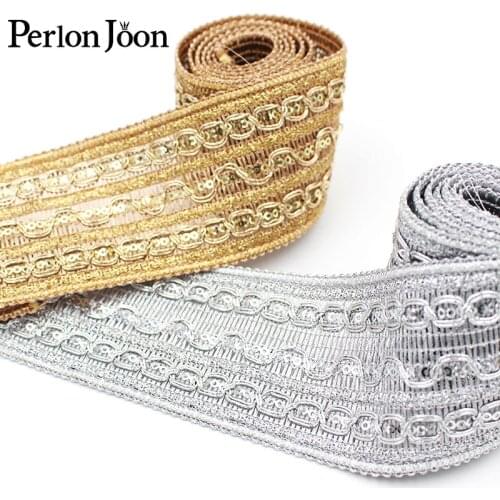 10 yards 55mm hot sale gold silver sequined webbing short skirt robe luggage home decoration lace gimp trim ZD034 gimp trim