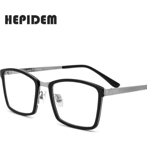 Acetate Glasses Frame Men Thin Metal Prescription Eyeglasses 2018 New Women Eye Memory Square Myopia Optical Frames Eyewear