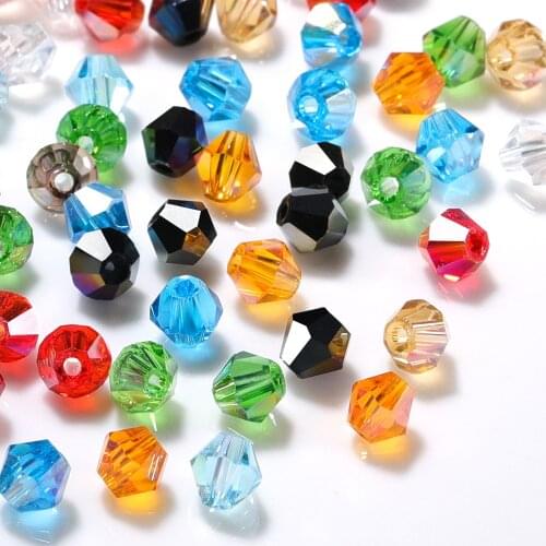 3 4 6mm Bicone Austria Crystal Beads For Bracelet Jewelry Making DIY Accessiories Charm Loose Spacer Glass BeadsZ202