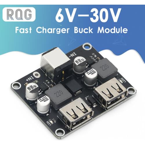 Dual 2 Double USB Fast Charger Buck Module Input 6V- 30V Single Port 24W Support QC2.0 QC3.0 QC 2.0 3.0 Car Vehicle Board