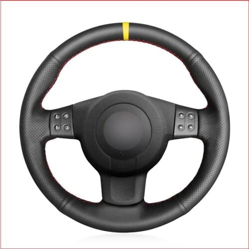 Yellow Marker Black Artificial Leather Steering Wheel Cover for Seat Ibiza 6L leon MK2 2005-2009 leon Sport Altea