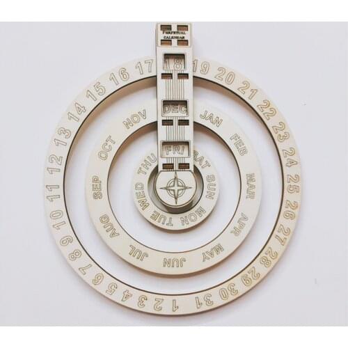 Wooden Wall Calendar Circular Wall Hanging Spin Calendar Decorative Perpetual Calendar Crafts Great Home Decoration