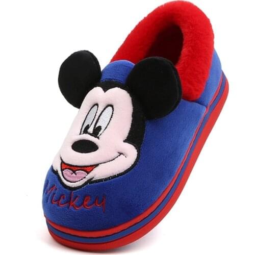 Disney children shoes Mickey Mouse Minnie boys and girls indoor warmth home thick non-slip baby comfortable cotton drag for kids