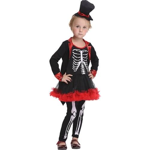 Halloween Children Skeleton Costume Skull Printing Clothes Cosplay Costume Kids Party Role Playing Pirate Performance Clothing