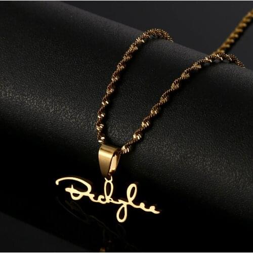 Ethiopian Customized Amharic Name Pendant Necklace Stainless Steel Trendy Nameplate Name Necklace Jewelry For Women