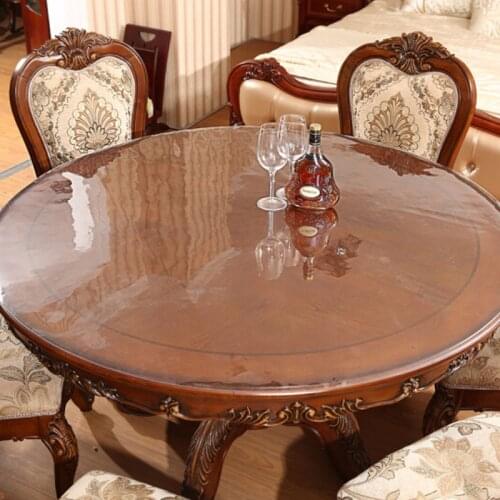 Round PVC Tablecloth Transparent Waterproof Clear Table Cloth Kitchen Plastic Oil Table Cover Glass Soft Cloth Dining Table Mat