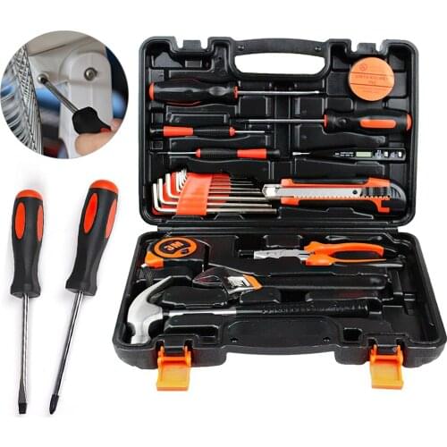 Multifunction Hand Tool Sets Household Repair Tool Kit Screwdriver Hammer Wrench Saw Scissors Flashlight Multi-tool with Case