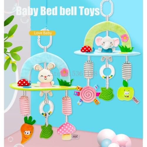 Baby Crib Mobile Rattle Newborn Musical Educational Toy For 0-12 Months Boy Girl Rotating Carousel Cots Elephant Rabbit Bed Bell