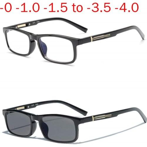 MINCL Fashion Small Square Blue Sunglasses Men Nearsighted Myopia Glasses Transition Photochromic Sunglasses UV400 NX