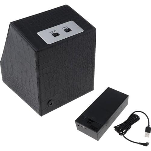 Men Black Artificial Leather Watch Winder Display Box Mute Automatic Rotation Storage 185 x 170 x 154mm