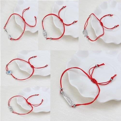 Evil Eye Angel Wings Anchor Arrow Nameplate Men Women Charm Bracelets Red Rope Strings Thread Braid Charm Lucky Bracelets Gifts