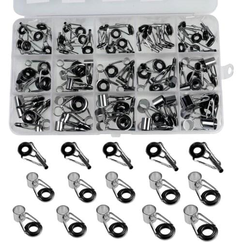 80 Pcs/box Telescopic Telescope Fishing Rod Guide Tip Repair Kit Rod Eye Rings Guide Tackle WITH TOP TIPS