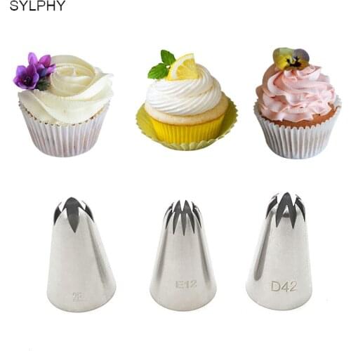 #2E#E12#D42 3pcs cream nozzles set cake decoration tips icing piping pastry nozzle cookie baking tools