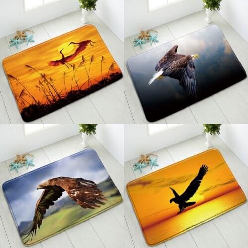 Animals Bird Non-Slip Bathroom Mat Eagle Crane Seagull Ocean Sunset Scenery Bedroom Kitchen Doormat Absorbent Carpet Floor Mats