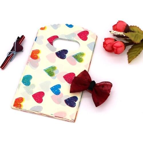 9x15cm 50pcs/lot Plastic Jewelry Bags with Handle Mini Colorful Heart Printed Gifts Candy Soap Packaging Bags Handmade Pouches