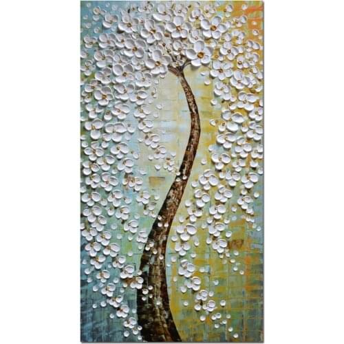 Thick Textured Palette Knife 3D Rich Tree Decorative Art Oil Painting for Living Room Wall Decor Still Life Abstract Modern Art