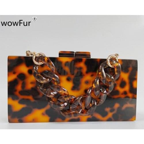 Leopard Print Crossbody Bag Women Plush Solid Casual Shoulder Messenger Bag Fluffy Female Handbag Acrylic Box Clutches Purse