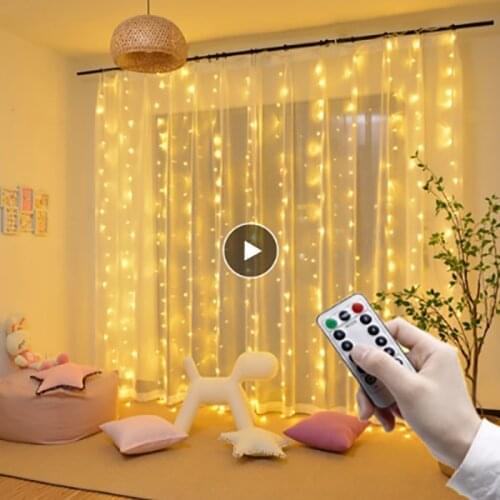 LED Curtain Garland On The Window USB String Lights Fairy Festoon Remote Control New Year Christmas Decorations For Home Room
