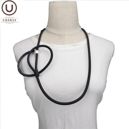 UKEBAY New Handmade Necklace Women Torques Rubber Jewelry Soft Choker Necklaces Travel Accessories White Pearl Jewelry Wholesale