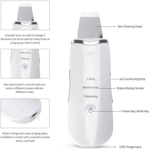 Ultrasonic facial cleansing tool with battery for home facial treatment skin scrubber with good quality for dropshipping