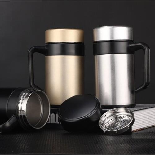 304 Stainless Steel Vacuum Thermos Mug with Handle Office Water Cup Mens Gift Tea Cup Thermos