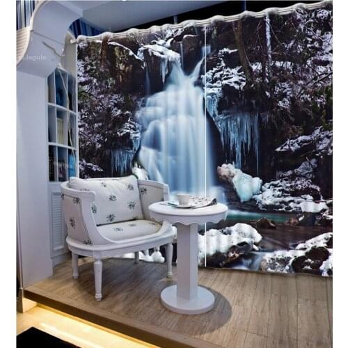 Living Room Hotel Door Window Shading Curtain Finished Drapes Window Blackout Curtains forest Snow Creek Natural Beautiful