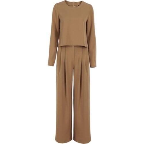Womens Tracksuit Fashion High Waist Pants Suits Elegant Wide Leg Pants 2 Piece Set Woman Casual Trouser Suits Ladies Tracksuits