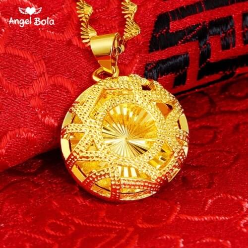 Gold Muslim Pendant Islam Necklace Top Quality Brass No Fade Hollow Round Charms Turkish Necklace for Women Middle East Jewelry