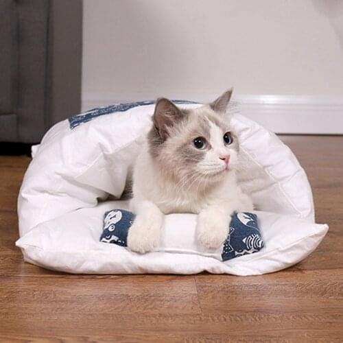 1pcs Removable Dog Cat Bed Cat Sleeping Bag Sofas Winter Soft Warm Cat House Small Pet Bed Puppy Kennel Nest Cushion Pet Home