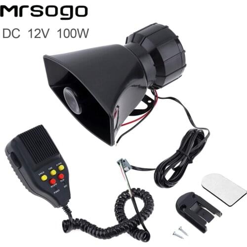100W 12V 7 Sounds Car Electronic Warning Siren Motorcycle Alarm Firemen Ambulance Loudspeaker support Microphone and Recording