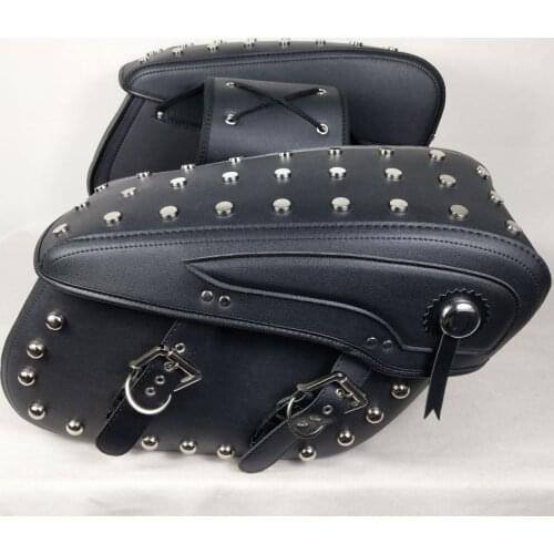 PU Leather Motor Saddle Side Bag Big Size For Harley Prince Cruise Motorbike Luggage Tool Tail Pouch Motorcycle Saddlebag