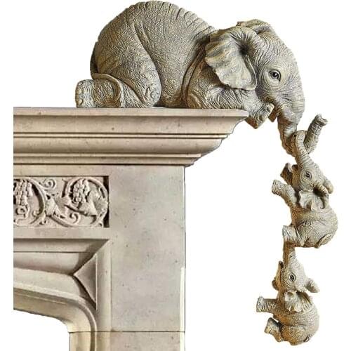 3pcs/set Elephant Resin Decoration Sweet Figurine Home Animal Ornament Desktop Decor Handmade Crafts Sculpture For Home Decor