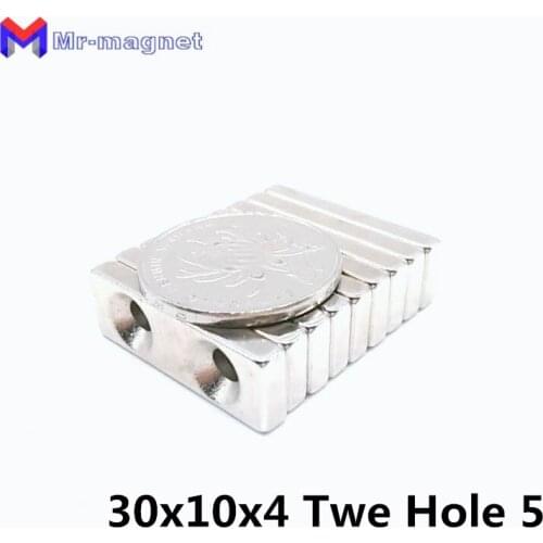 60pcs 30x10x4mm Block Countersunk Magnets Hole 5mm Super Strong Rare Earth Neodymium Magnet 30mm*10mm*4mm 30*10*4-5mm