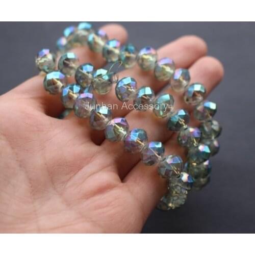 70Pcs/Lot 10mm*8mm Glass crystal beads Loose Rondelle Green AB Color Jewelry accessoires