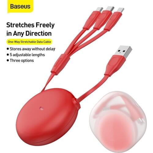 Baseus 3in1 USB Type C Cable Portable Retractable 2A USB Type C Data Cable Silicone 100cm USB Type-C Wire For Samsung For Huawei