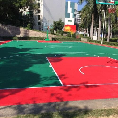 Beable Basketball Court PP Plastic Interlocking Removable Sports Floor Blue Green Grey 12inch Tiles
