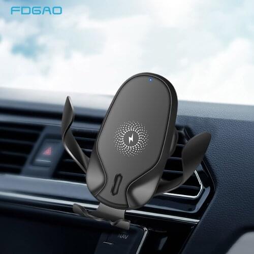 FDGAO 10W Qi Wireless Car Charger Automatic Gravity Sensor For iPhone 12 11 X XS XR 8 Samsung S20 S10 Fast Charging Phone Holder