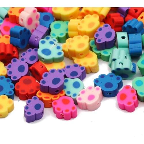 Mixed Color 8-11mm Dog Paw Clay Spacer Beads 50/100pcs Polymer Clay Beads For Jewelry Making DIY Charm Necklace Bracelet