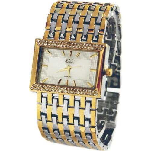 WA103 G&D Brand Luxury Womens Bracelet Wristwatch Quartz Watch Silver Rhinestone Crystal Lady Dress Watch Business Reloj Mujer