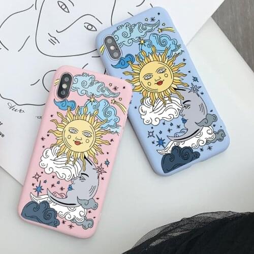 Funny Sun Moon Face Coque For Huawei P30 P20 P40 Lite P30 Pro Y6 Y7 2019 Mate 20 Lite Honor 8X 10i P Smart 2019 Z Cute Cell bags