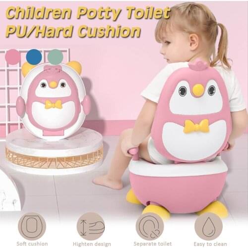 Children Potty Penguin Shape Spatterproof Urine Portable Toilet Freely Adjustable Height for Kid Care RU Fast Delivery