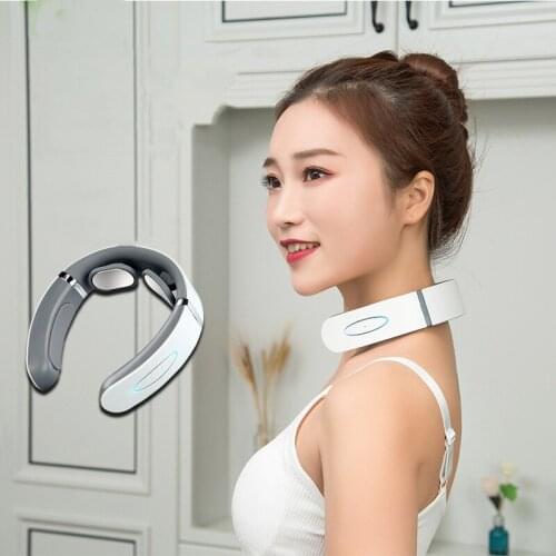 2 Head USB Electric Neck Massager Heating Pulse Massage 3 Mode Adjustment Cervical Vertebra Pain Relief Physiotherapy Instrument