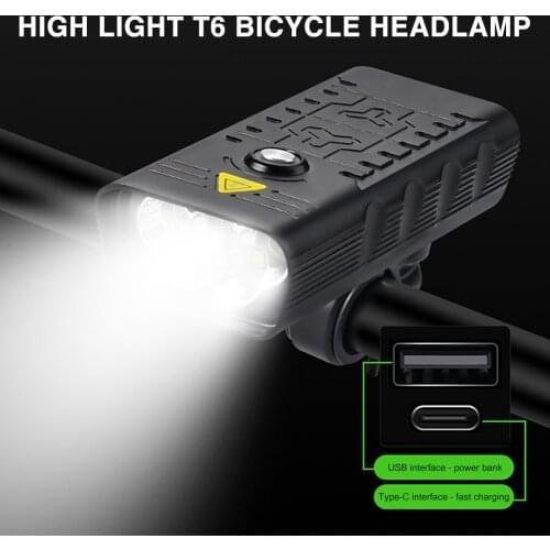 T6 LED Bicycle Headlight 1200LM 3000LM 4 Modes USB Rechargeable Flashlight Torch MTB Mountain Road Bike Front Light Riding