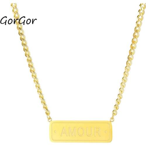 GorGor Golden Trendy Pendant Necklaces Link Chain for Women Minimalist Necklace Vintage Jewelry Ladies Wedding Chain 1710