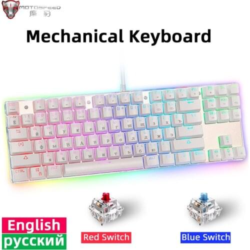 Motospeed 87 Key Mechanical Keyboard Mouse Pad RGB Backlight Gaming Keyboards Blue Red Switch for Gamer Russian Computer