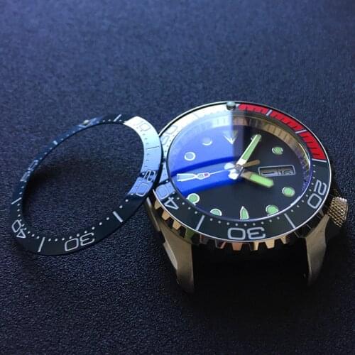 Sloping ceramic bezel insert 38*30.6mm Luminous pip at 12 For Seiko SKX007 009 watch parts