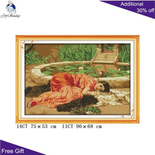 Joy Sunday Comfortable Woman Cross Stitch Home Decoration R406 14CT 11CT Counted and Stamped Comfortable Cross Stitch kits