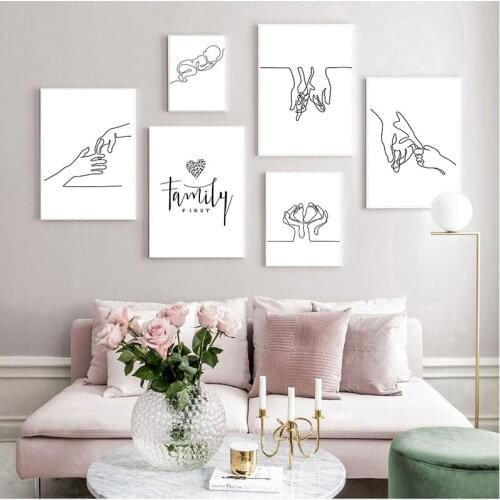 Geomtric Line Drawing Picture Home Decor Nordic Canvas Painting Wall Art Figure Family Love Posters and Print for Bedroom