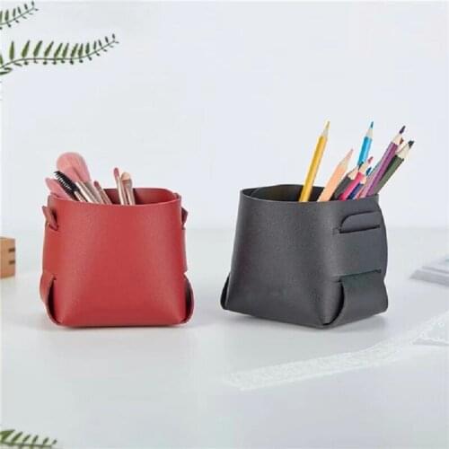 Leather Porch Key Storage BoxFolding Living Room Bedroom Desktop Cosmetics Remote Control Stationery Sundry Storage Bsket Home