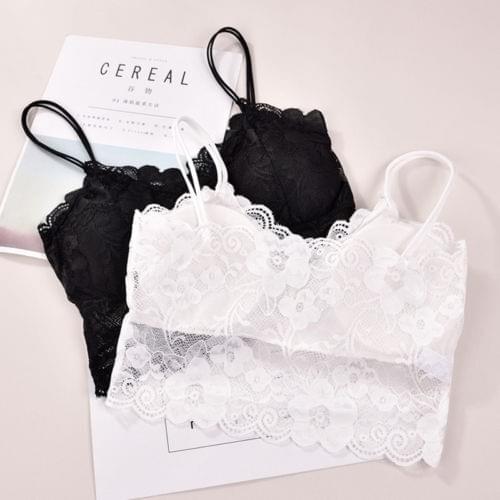 Hot Sell Stylish Sexy Womens Sleeveless Lace Flower Hollow Out Solid Vest Crochet Tank Tops Bralette Bra Cami Crop Nightclub